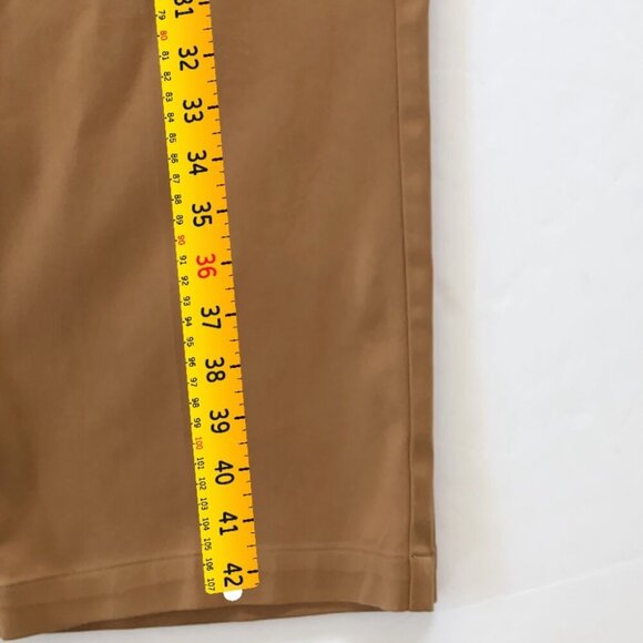 St John Sport Marie Gray Pants Size 14 Golden Tan Flat Front Stretchy Neutral - Picture 8 of 11